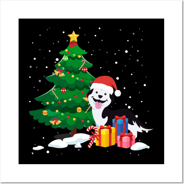 Santa Husky Christmas Lights Shirt Xmas Gift Wall Art by maximel19722